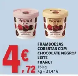 E.Leclerc Framboesas cobertas com chocolate negro/ leite franui promoção