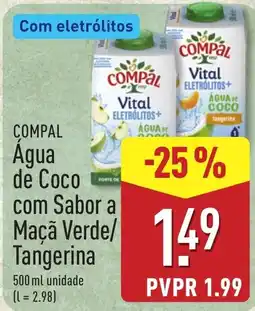 ALDI Compal água de coco com sabor a maçã verde/tangerina promoção