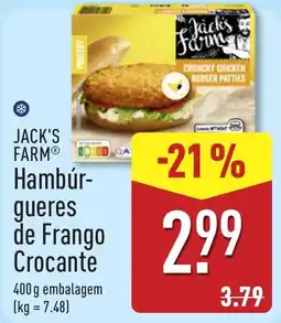 ALDI Jack's farm hambúrgueres de frango crocante promoção