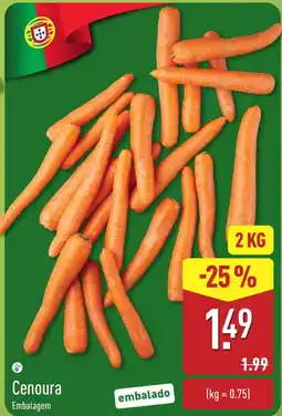 ALDI Cenoura Embalagem promoção