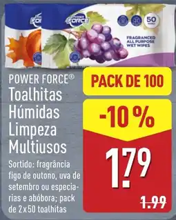 ALDI Power force toalhitas húmidas limpeza multiusos promoção