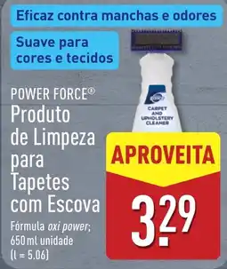 ALDI Power force produto de limpeza para tapetes com escova promoção