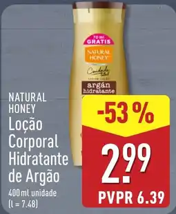 ALDI Natural honey locão corporal hidratante de argão promoção