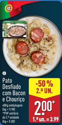 ALDI Pato Desfiado com Bacon e Chouriço promoção
