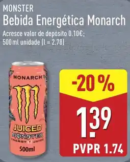 ALDI Monster bebida energética monarch promoção