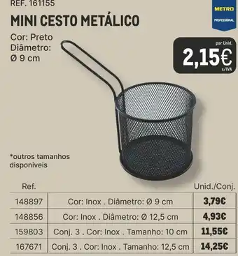 Mini cesto metálico metro professional