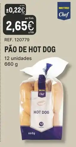 Makro Pão de hot dog metro chef promoção