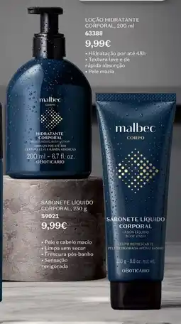 O Boticário Malbec corpo loção hidratante corporal promoção