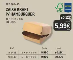Makro Caixa kraft p/ hamburguer promoção