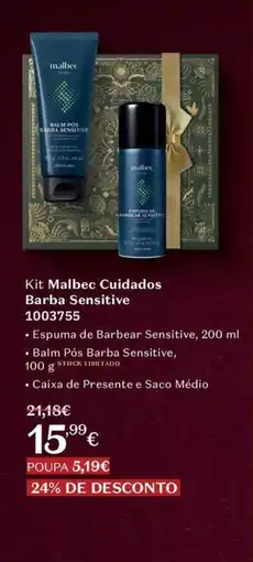 O Boticário Kit Malbec Cuidados Barba Sensitive 1003755 promoção