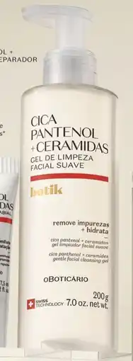 O Boticário Cica pantenol + ceramidas gel de limpeza facial promoção