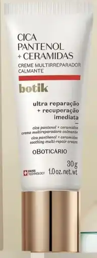 O Boticário Cica pantenol + ceramidas creme multirreparador facial calmante promoção