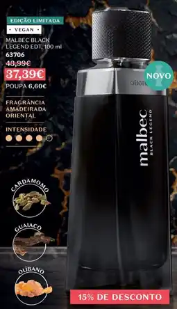 O Boticário Malbec black legend promoção