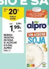 Continente Bom dia Alpro - bebida vegetal de soja s/açúcar promoção