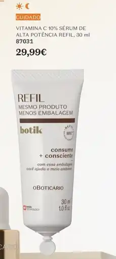 O Boticário Vitamina c 10% sérum de alta potência refil promoção