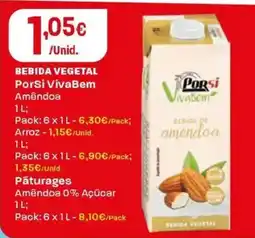 Intermarché Bebida vegetal Porsi VivaBem Amêndoa promoção