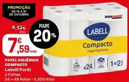 Intermarché Papel higiénico compacto Labell/PorSi promoção