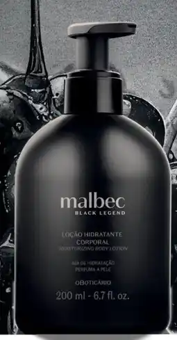 O Boticário Malbec black legend loção hidratante corporal promoção