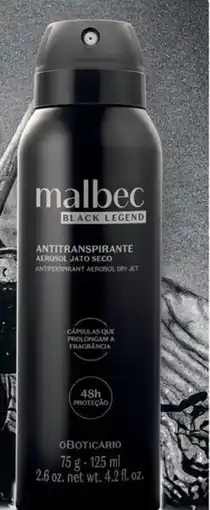 O Boticário Malbec black legend desodorizante em spray promoção
