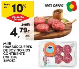 Continente Mini hambúrgueres de bovino kids continente promoção