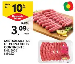Continente Mini Salsichas de Porco Kids Continente promoção