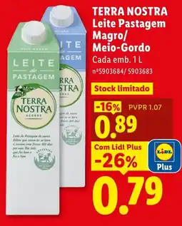 Lidl Leite de pastagem terra nostra promoção