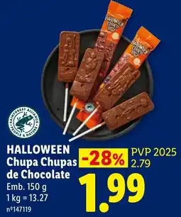 Lidl Halloween chupa chupas de chocolate promoção