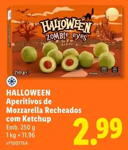 Lidl Halloween aperitivos de mozzarella recheados com ketchup promoção