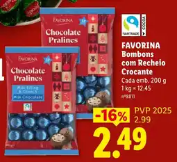 Lidl favorina bombons com recheio crocante promoção