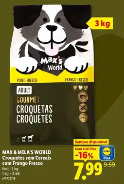 Lidl Max & Mila's World Croquetas sem Cereais com Frango Fresco promoção