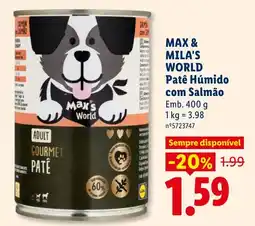 Lidl Max & Mila's World Patê Húmido com Salmão promoção
