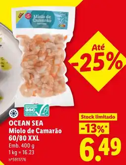 Lidl Ocean Sea miolo de camarão 60/80 xxl promoção