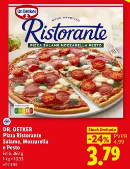 Lidl Dr. Oetker pizza ristorante salame, mozzarella e pesto promoção