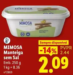 Lidl Mimosa manteiga sem sal promoção