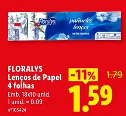 Lidl Floralys lenços de papel 4 folhas promoção