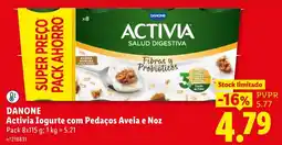 Lidl Danone activia iogurte com pedaços aveia e noz promoção