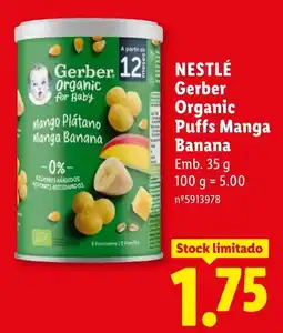Lidl Nestlé Gerber Organic Puffs Manga Banana promoção