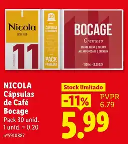 Lidl Nicola Cápsulas de Café Bocage promoção
