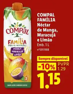 Lidl Compal família nectar de manga maracujá e limão promoção
