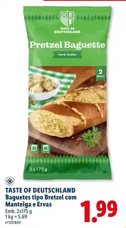 Lidl Taste of Deutschland Baguetes tipo Bretzel com Manteiga e Ervas promoção