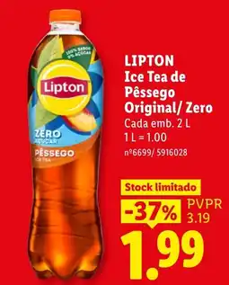 Lidl Lipton ice tea de pêssego original/zero promoção