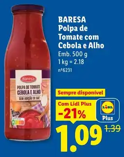 Lidl Baresa polpa de tomate com cebola e alho promoção