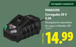 Lidl Parkside carregador 20 v 4,5a promoção