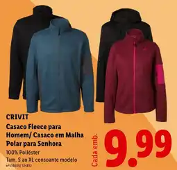 Lidl Crivit casaco fleece para homem/ casaco em malha polar para senhora promoção