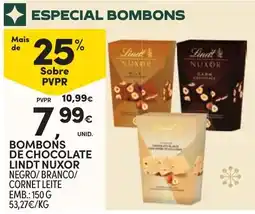 Continente bombons de chocolate lindt nuxor promoção