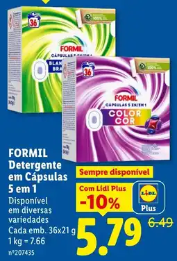 Lidl Formil Detergente em Cápsulas 5 em 1 promoção