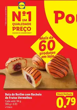 Lidl Bola de Berlim com Recheio de Frutos Vermelhos promoção