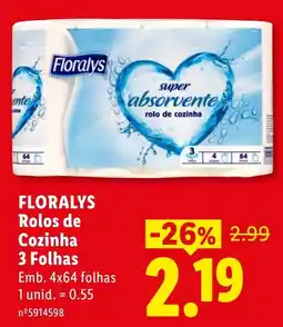 Lidl Floralys Rolos de Cozinha 3 Folhas promoção