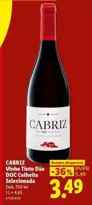 Lidl Cabriz Vinho Tinto Dão DOC Colheita Selecionada promoção