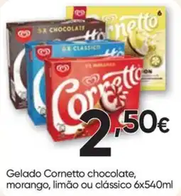 Froiz Gelado Cornetto chocolate, morango, limão ou clássico promoção